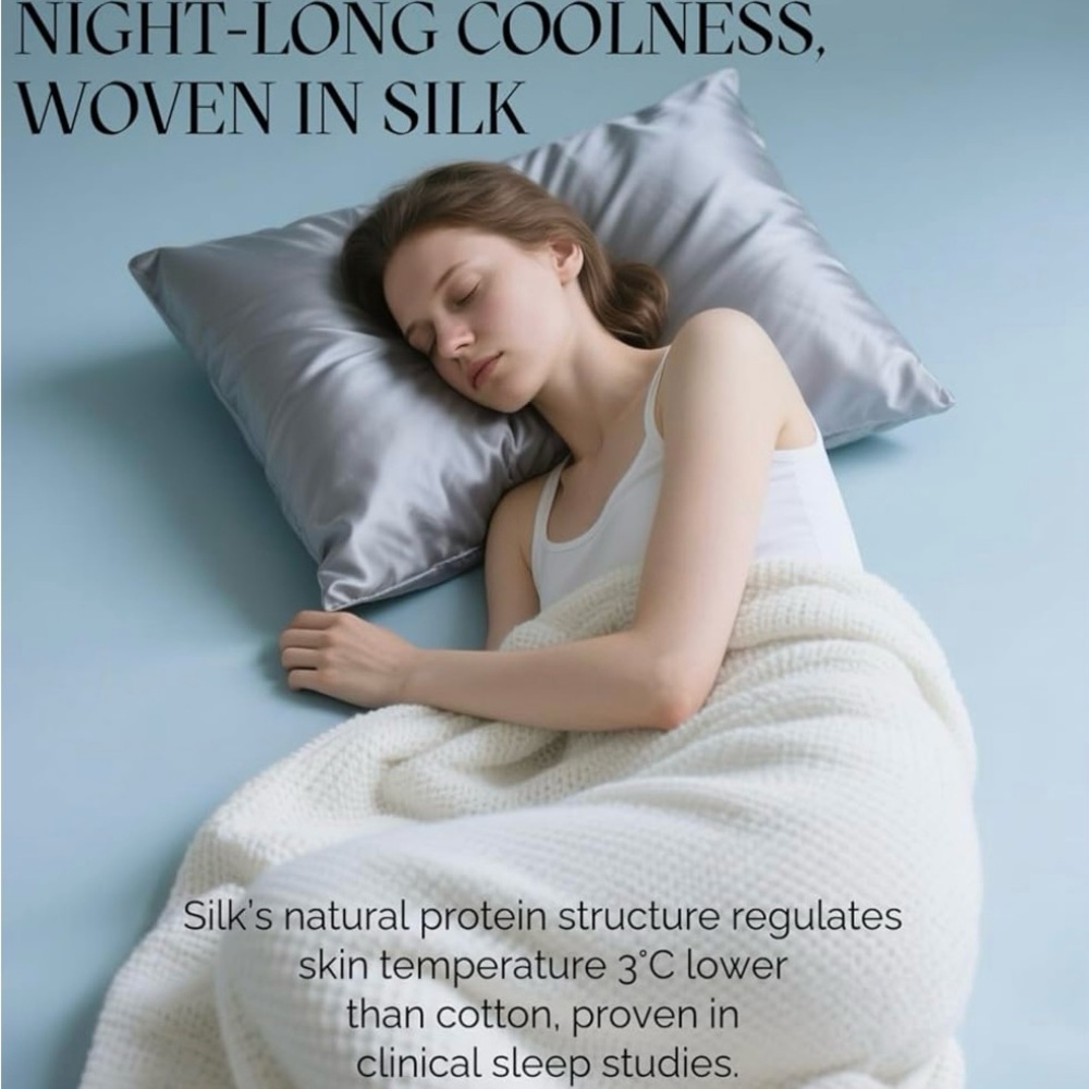 Luxury Silver Silk Pillowcase by Ravmix - Picture 7 of 8